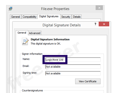 Screenshot of the LogicNow Ltd certificate